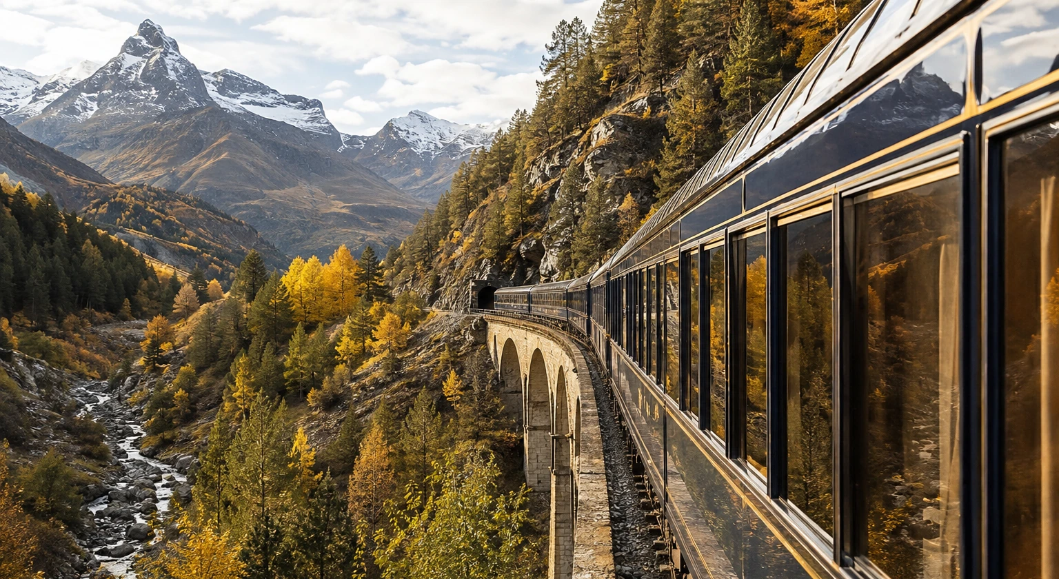 Photorealistic illustration for orient express alternatives: setting and arrival