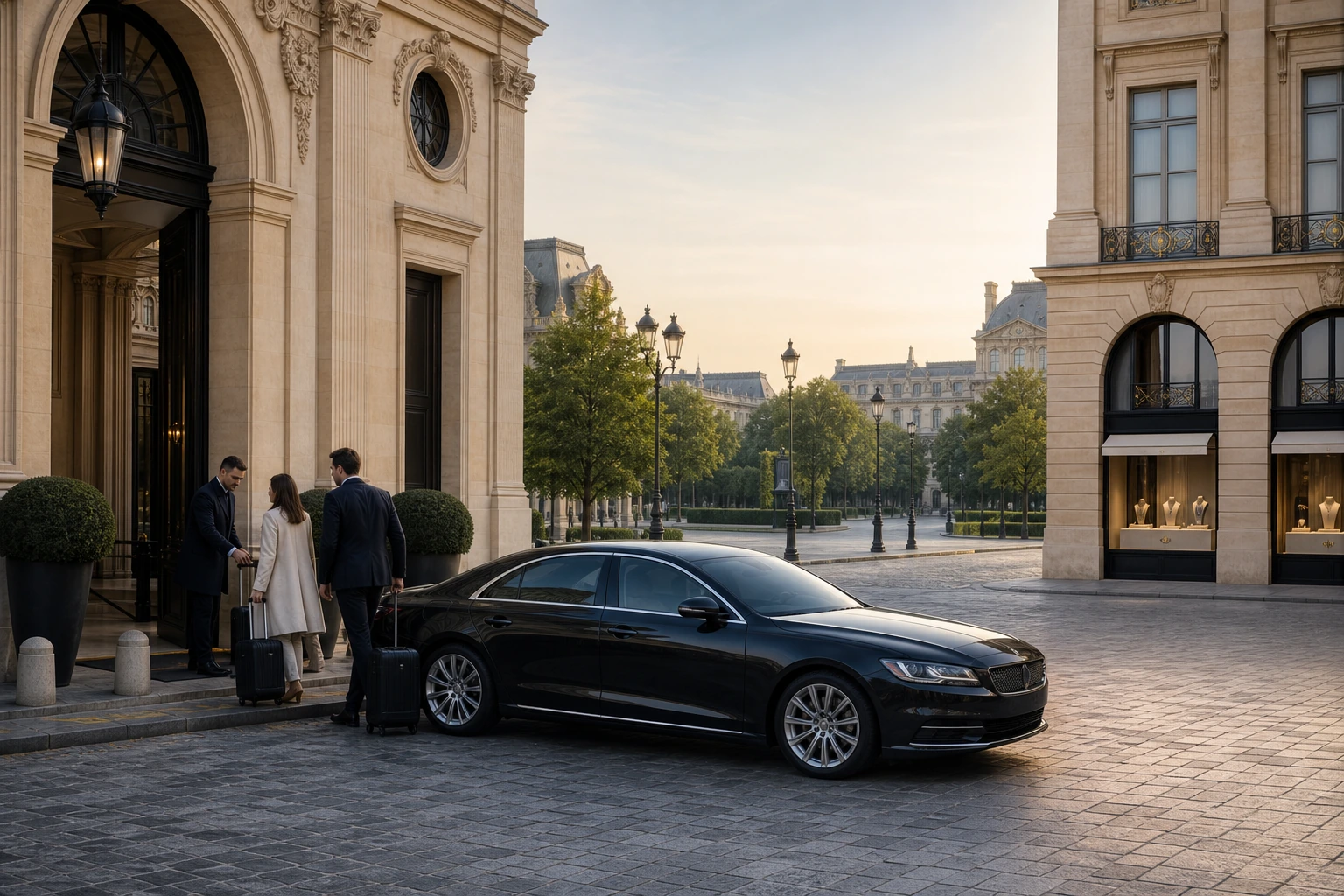 Illustration photoréaliste pour paris palace shopping culture : setting and arrival