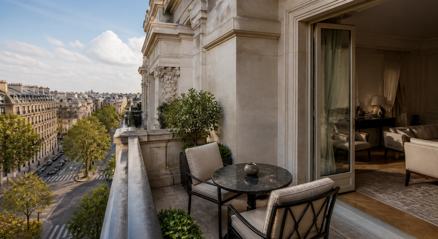 Photorealistic illustration for paris palace shopping culture: accommodation and physical layout