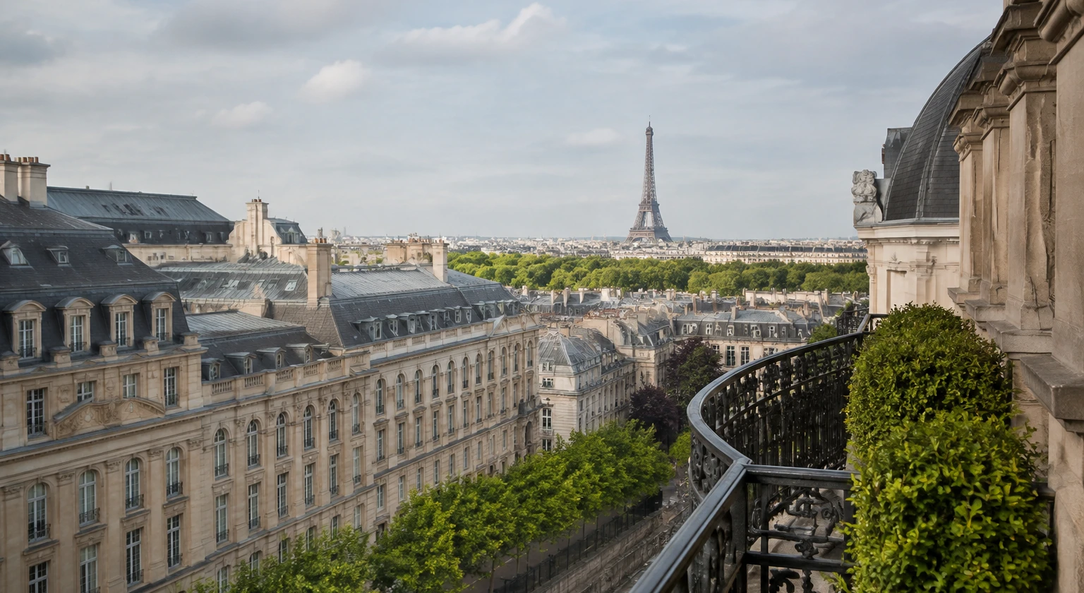 Photorealistic illustration for paris palace shopping culture: signature experience