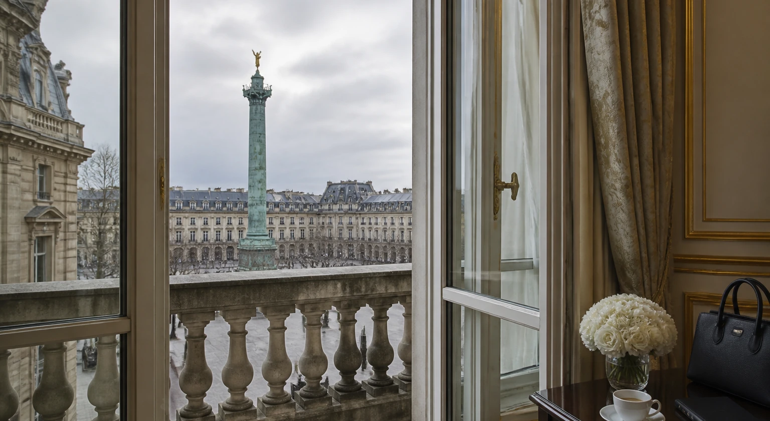 Photorealistic illustration for paris palace shopping culture: reality-check detail