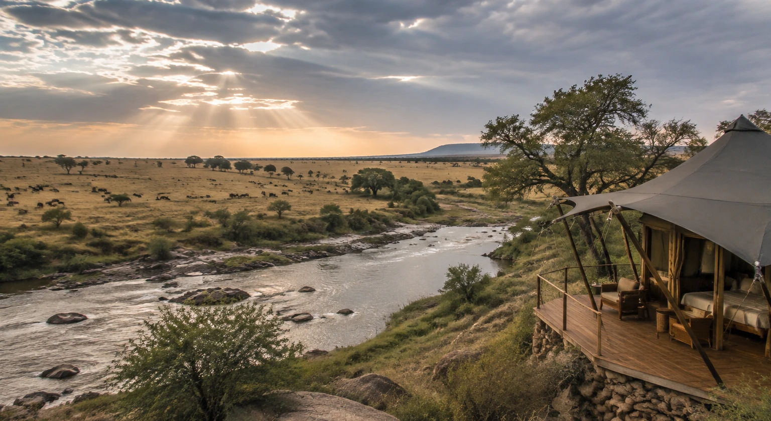 Photorealistic illustration for photographic safari planning: setting and arrival