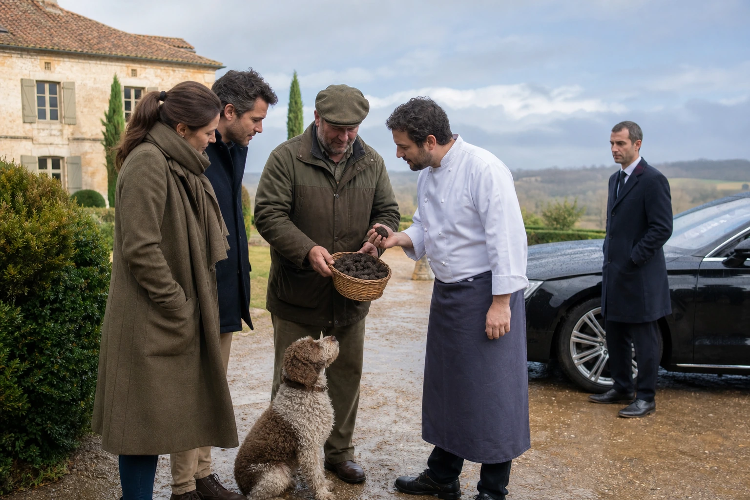 Photorealistic illustration for planning truffle trip season auction suppliers: reality-check detail