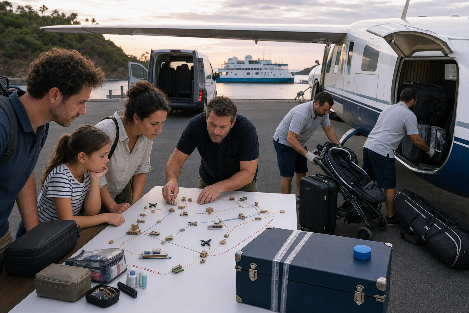 Photorealistic illustration for prebooking questions: logistics and service