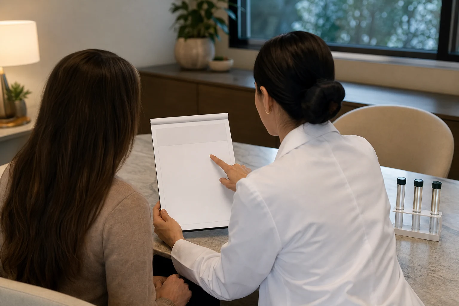 Discussion fictive sur l’utilité d’un examen avec compte rendu vierge