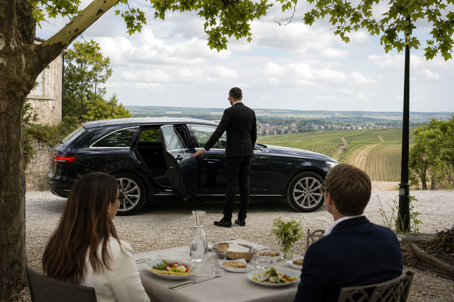 Private driver and water-led lunch break in the Champagne region