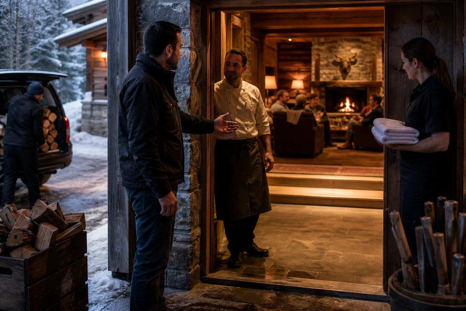 Illustration photoréaliste pour private chef concierge chalet luxury : signature experience