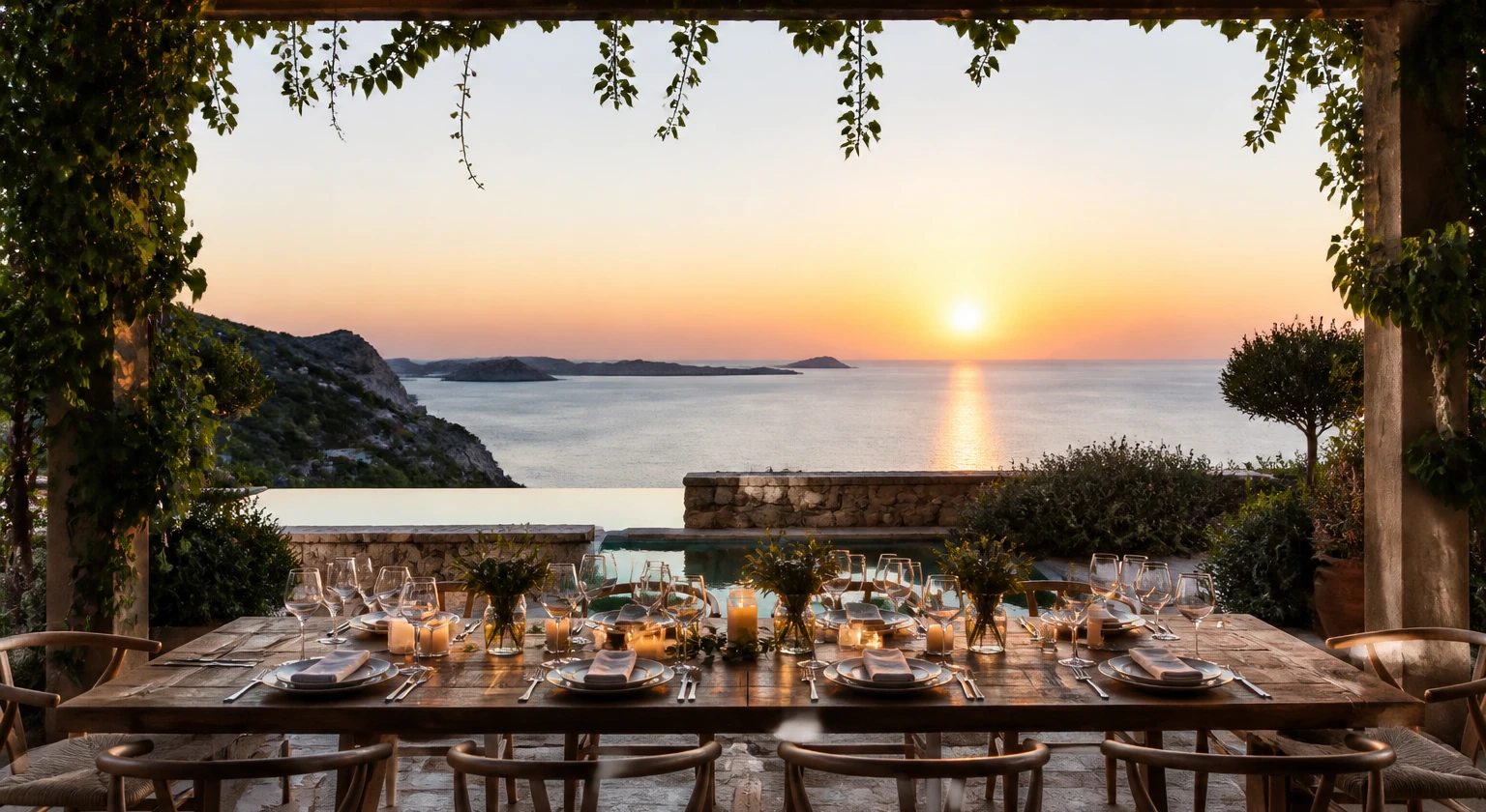 Photorealistic illustration for private dining briefing: signature experience