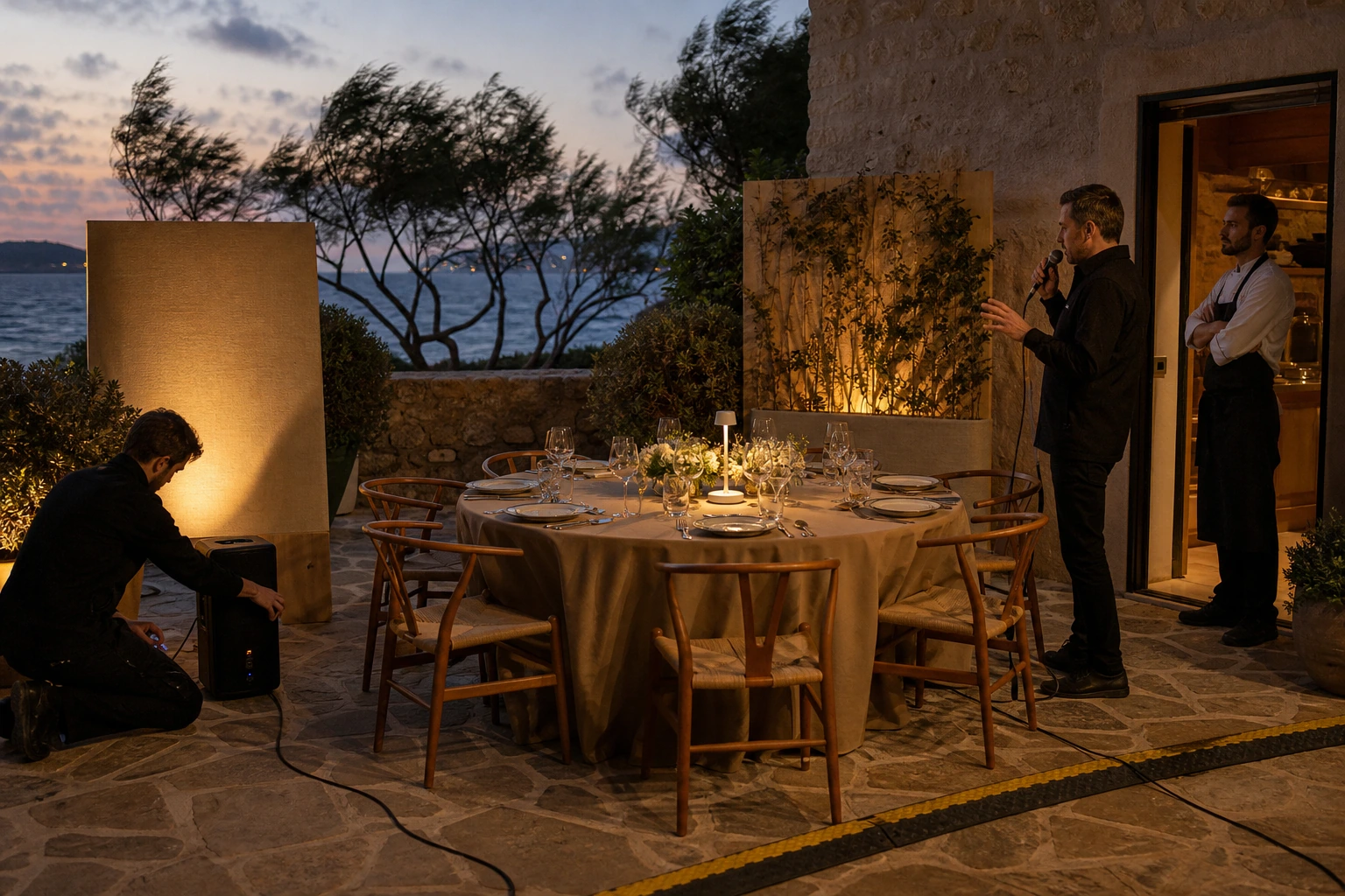 Photorealistic illustration for private dining briefing: signature experience