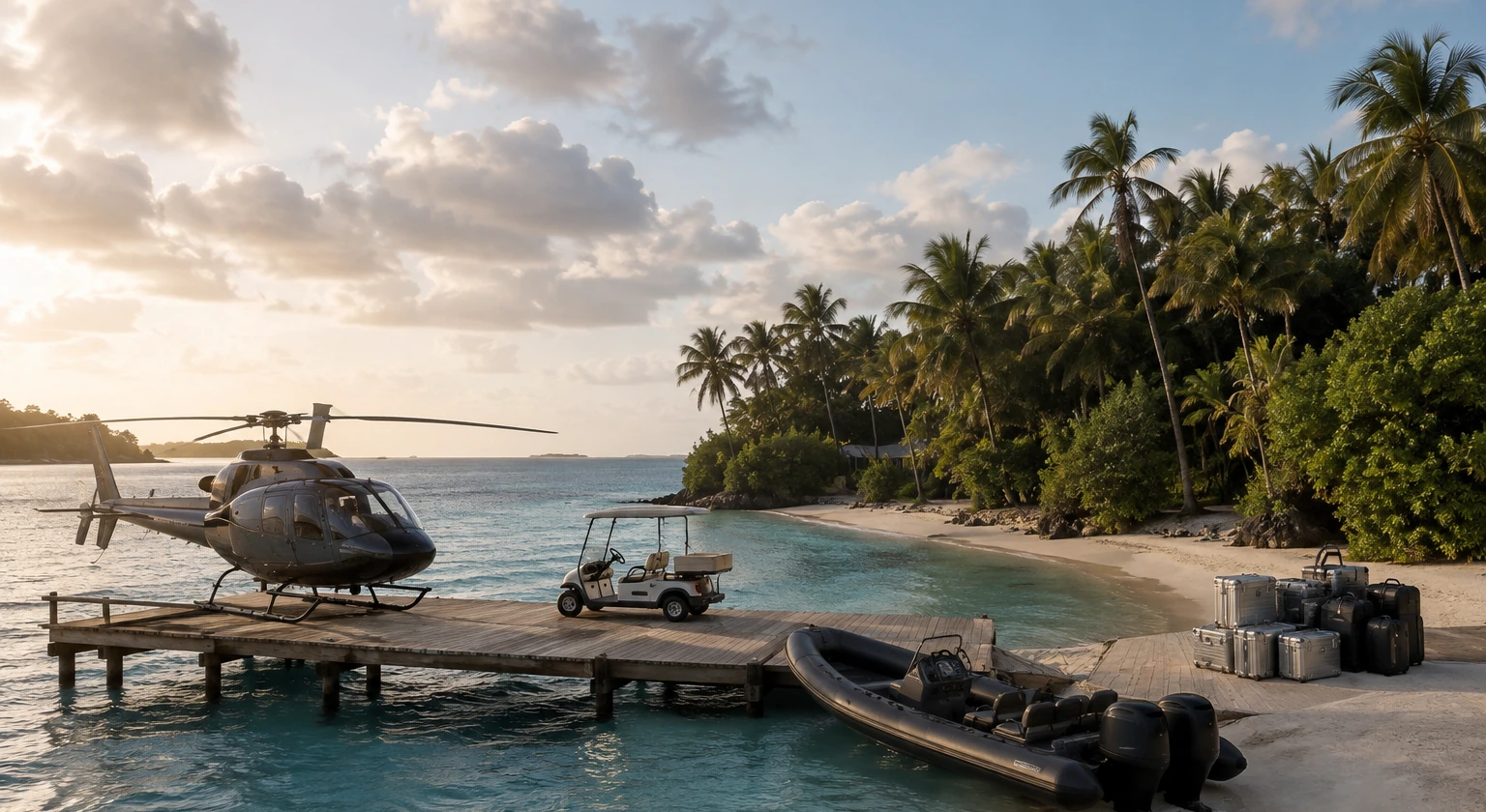 Photorealistic illustration for private island buyout: logistics and service
