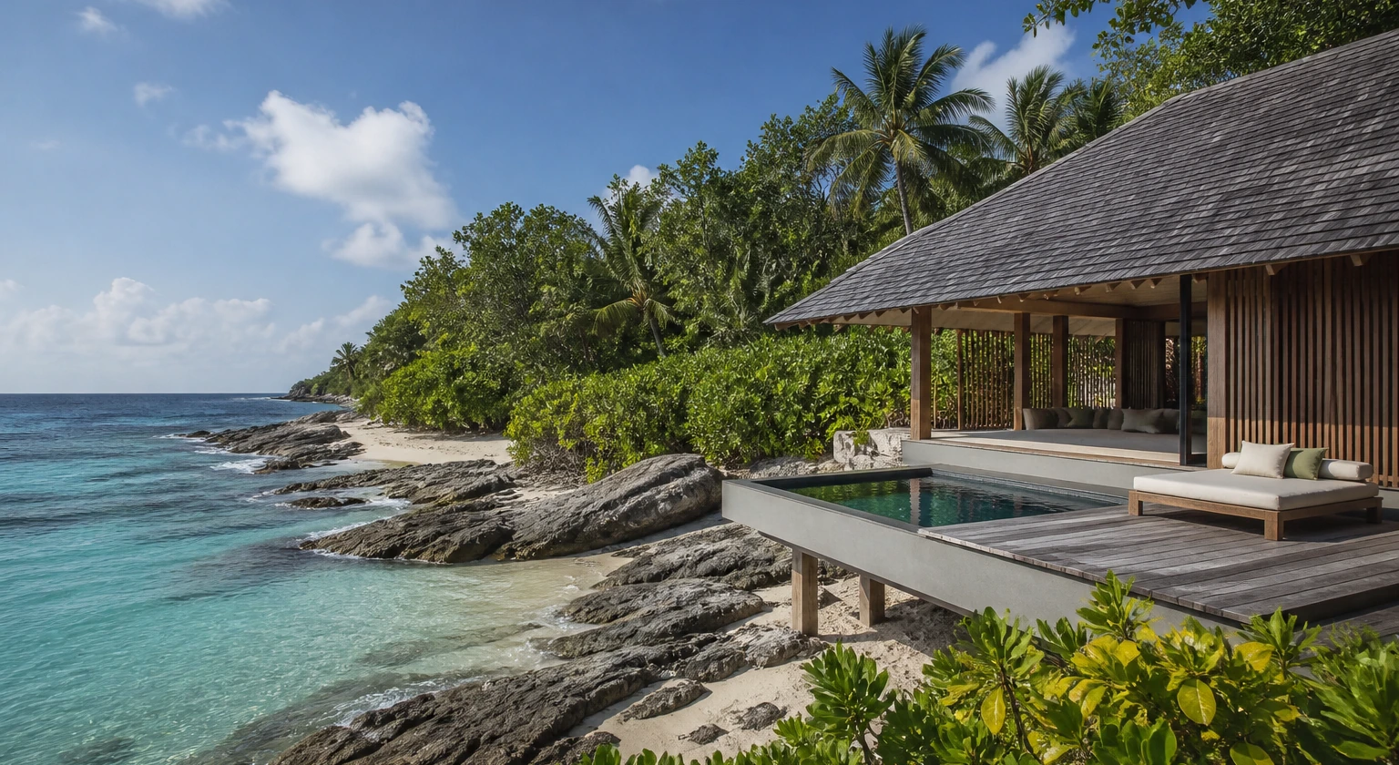 Fotorealistische Illustration zu private island resorts: reality-check detail