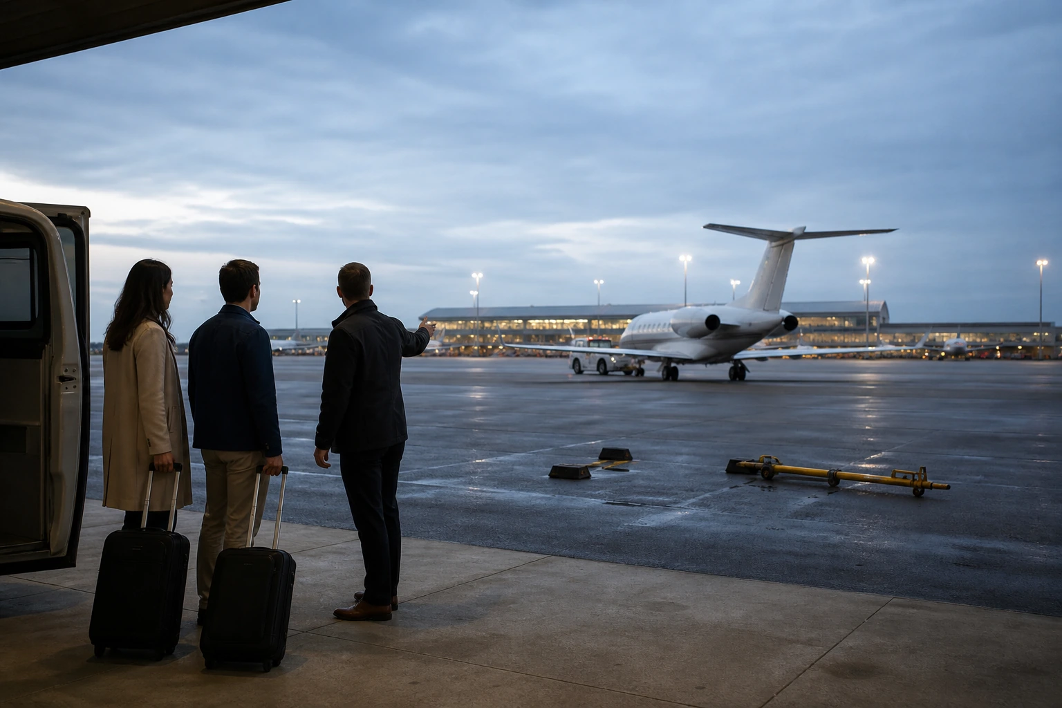 Photorealistic illustration for private jet empty legs: accommodation and physical layout