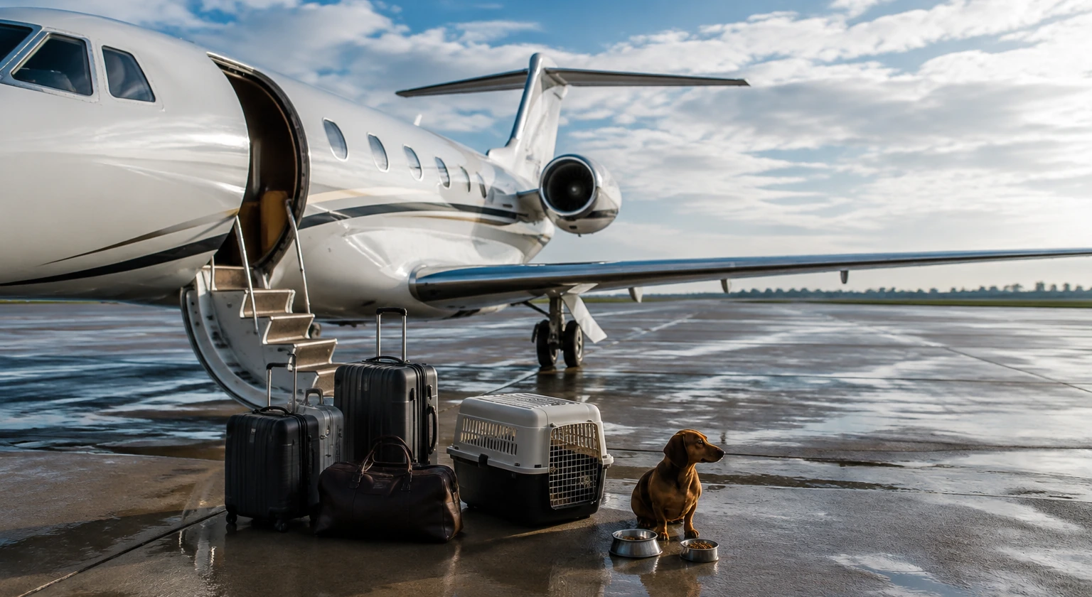 Photorealistic illustration for private jet empty legs: signature experience