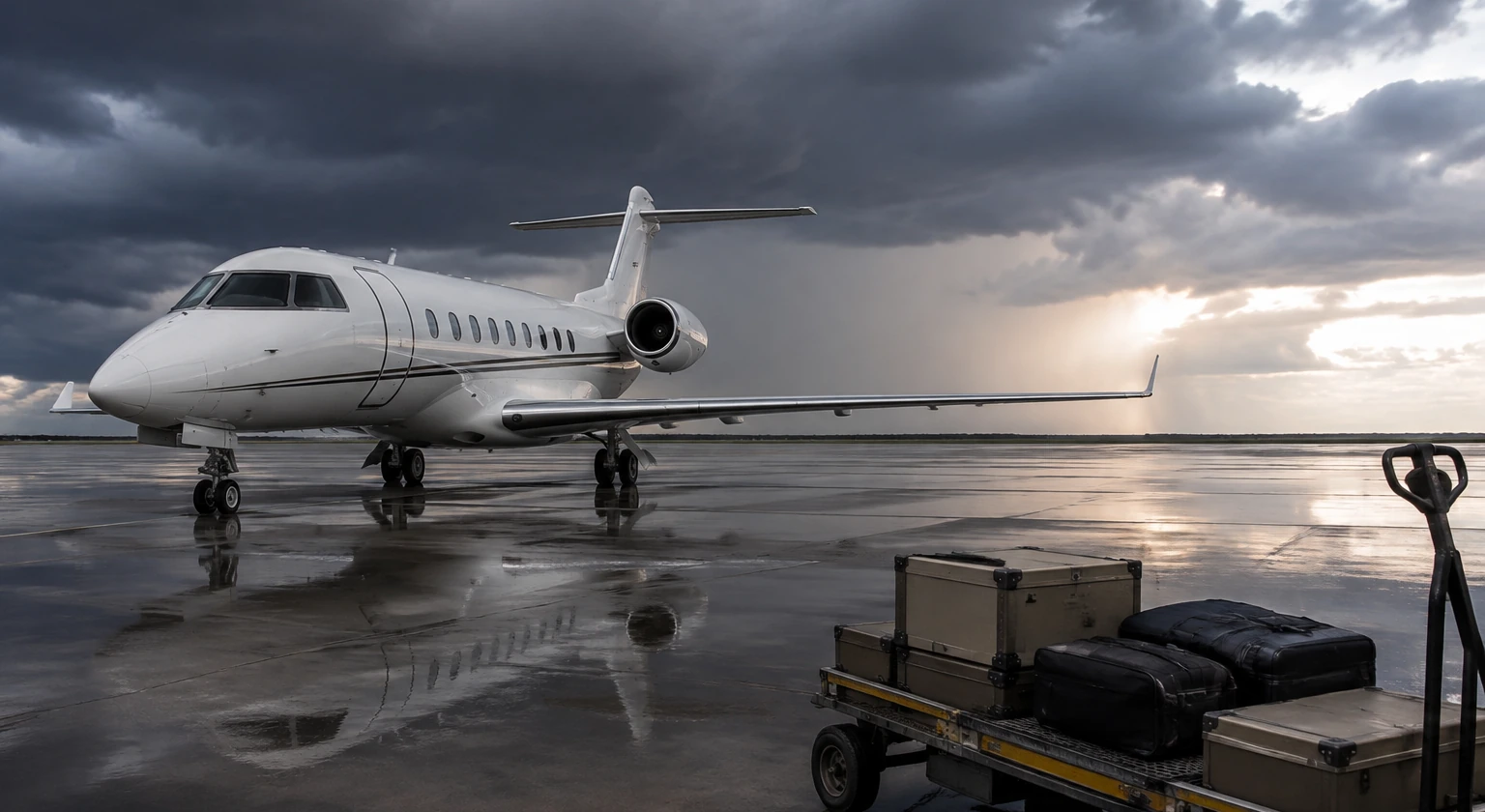 Photorealistic illustration for private jet empty legs: logistics and service