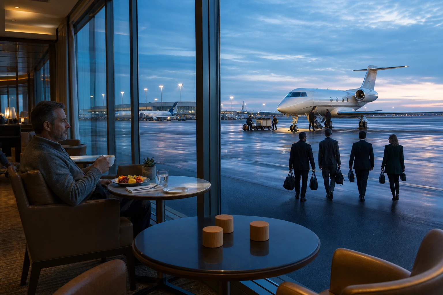 Fotorealistische Illustration zu private jet travel cost value: accommodation and physical layout