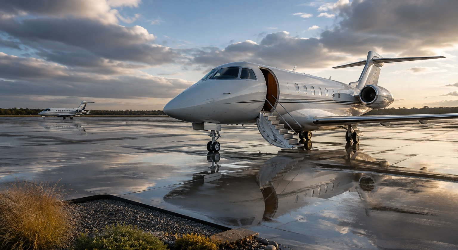Photorealistic illustration for private jet travel cost value: reality-check detail
