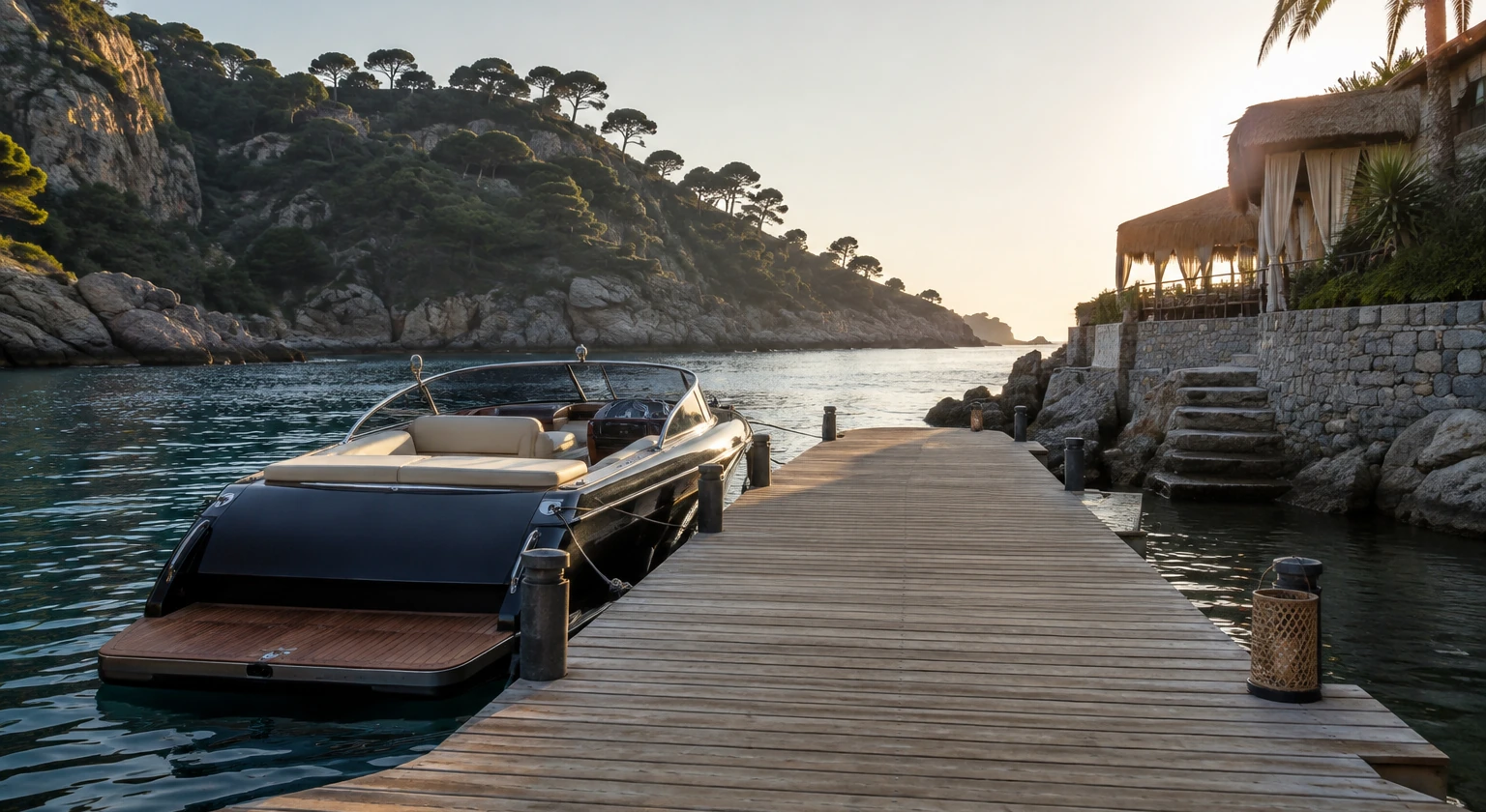 Photorealistic illustration for private pier boat access: reality-check detail