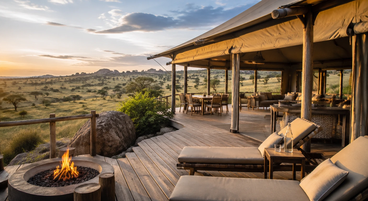 Photorealistic illustration for private safari tanzania: accommodation and physical layout