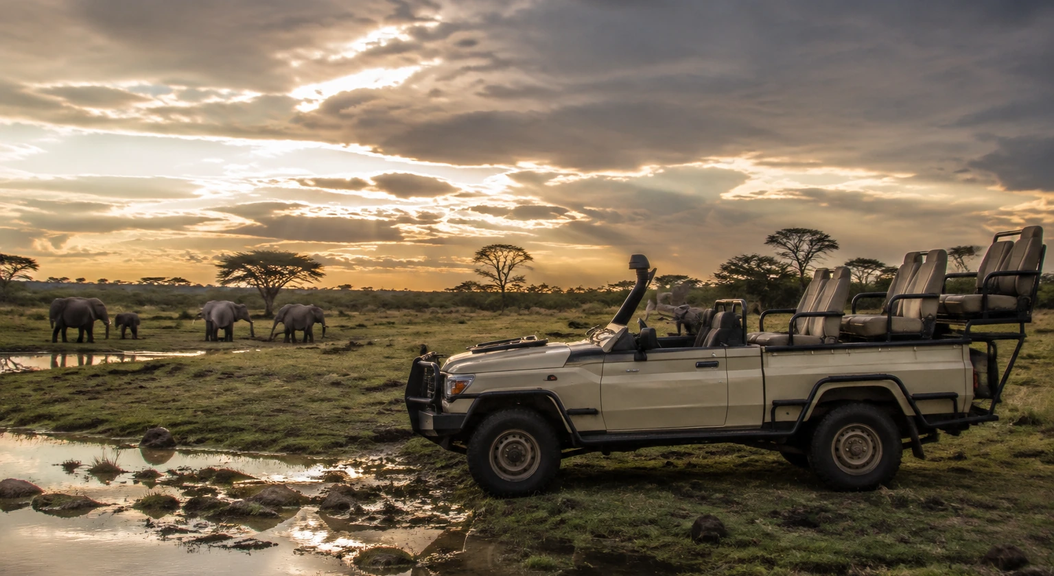 Photorealistic illustration for private safari vehicle: signature experience