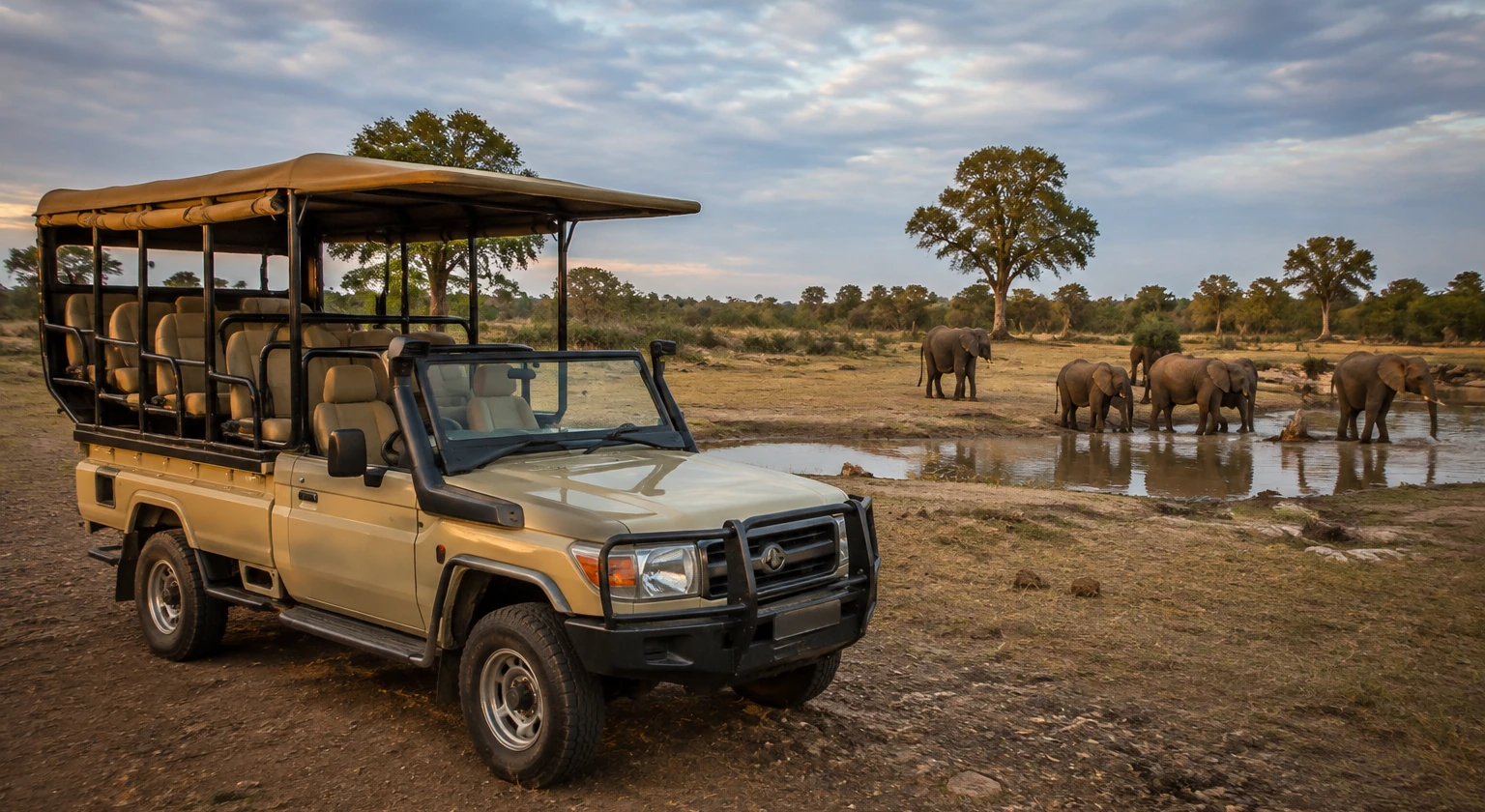 Photorealistic illustration for private safari vehicle: reality-check detail