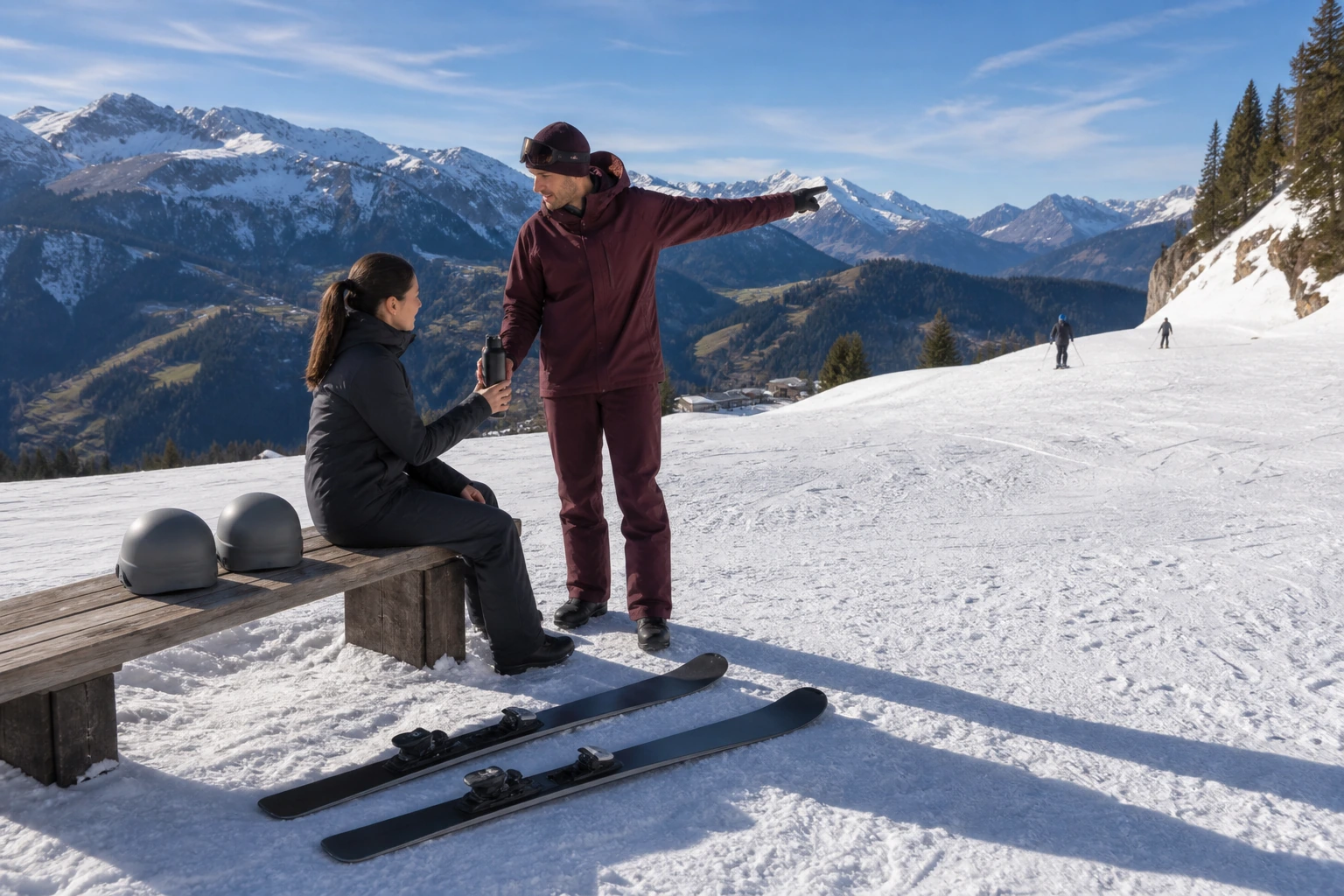 Fotorealistische Illustration zu private ski instructor: accommodation and physical layout