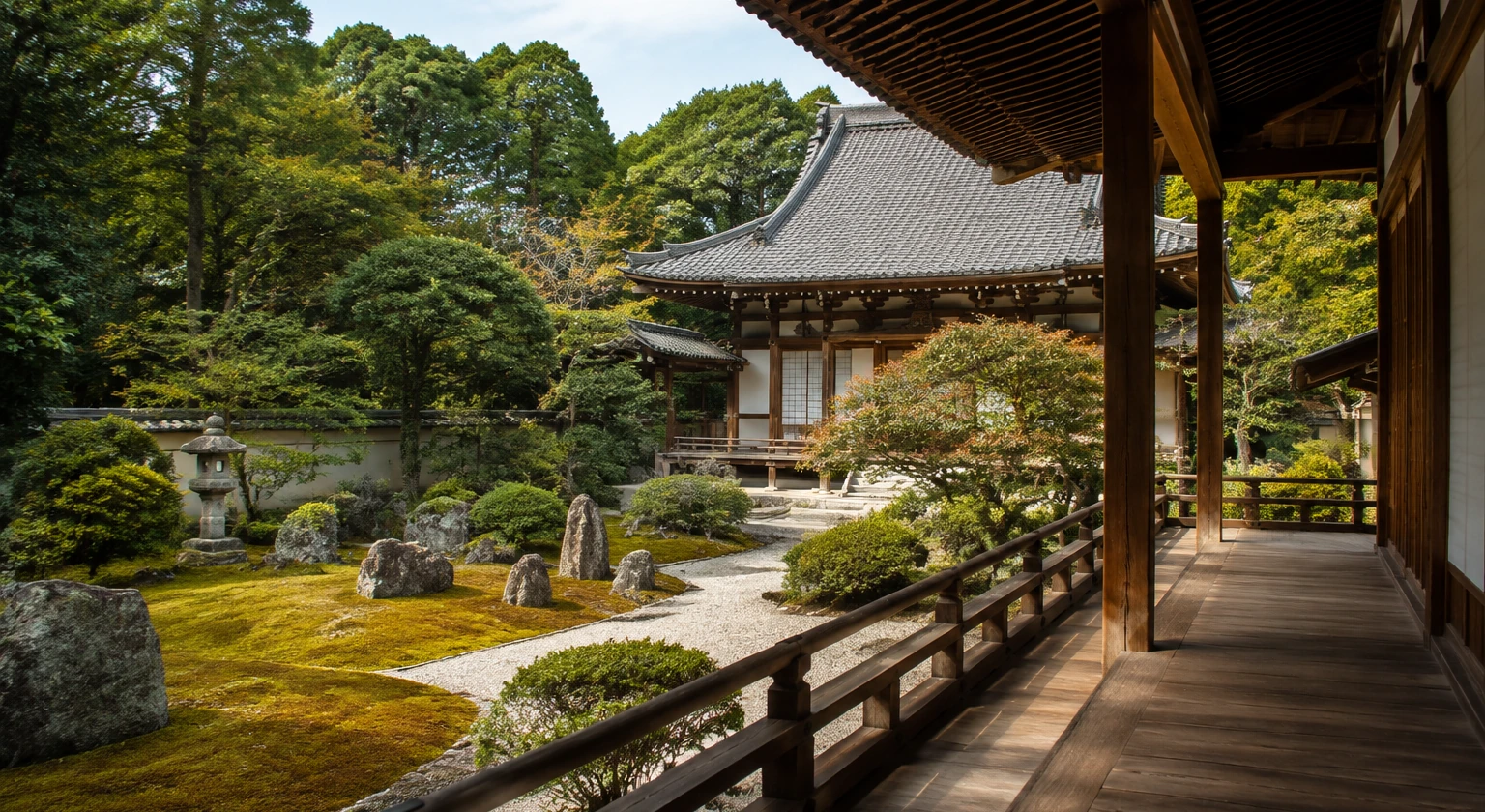 Photorealistic illustration for private temple visits japan: signature experience