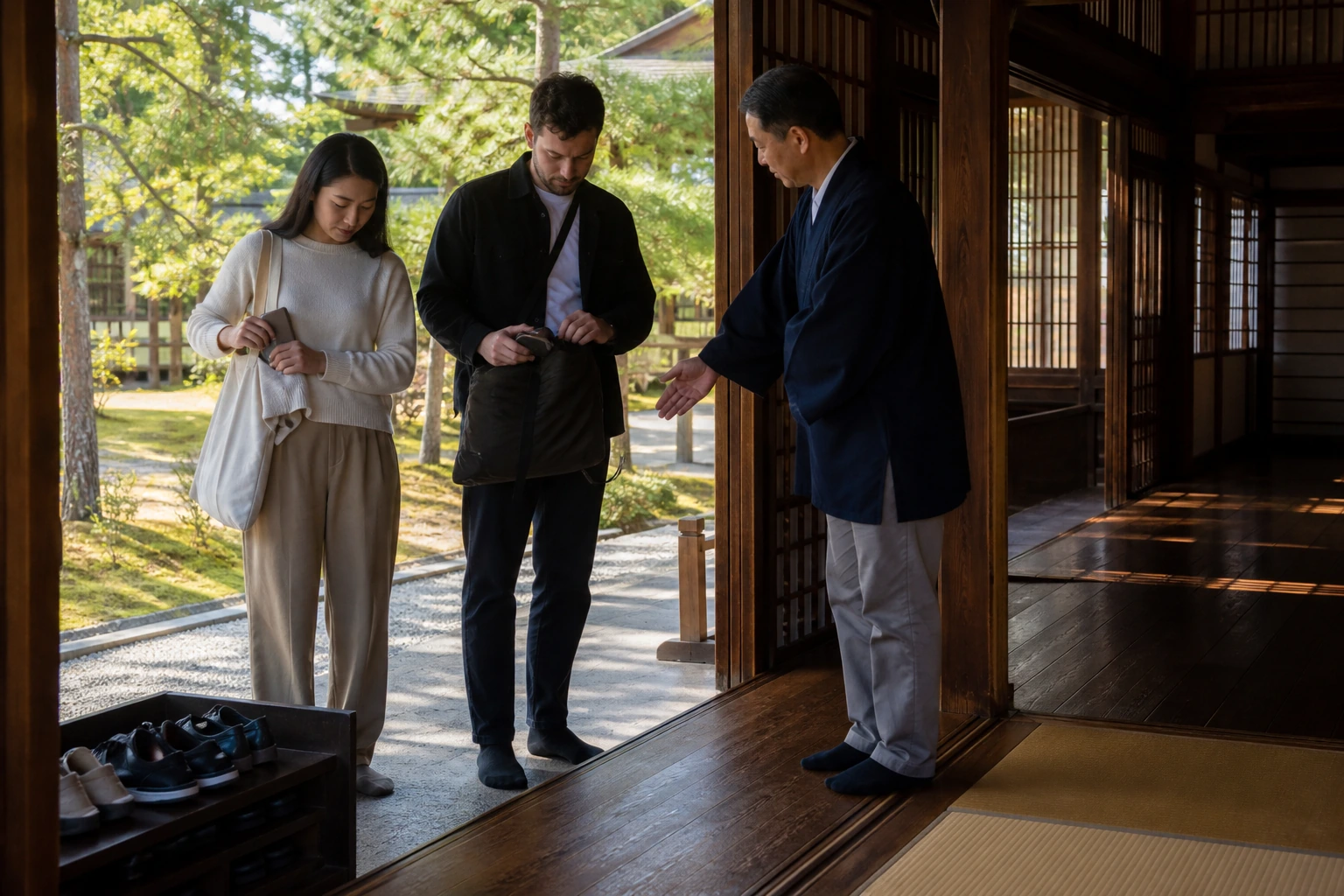 Photorealistic illustration for private temple visits japan: signature experience