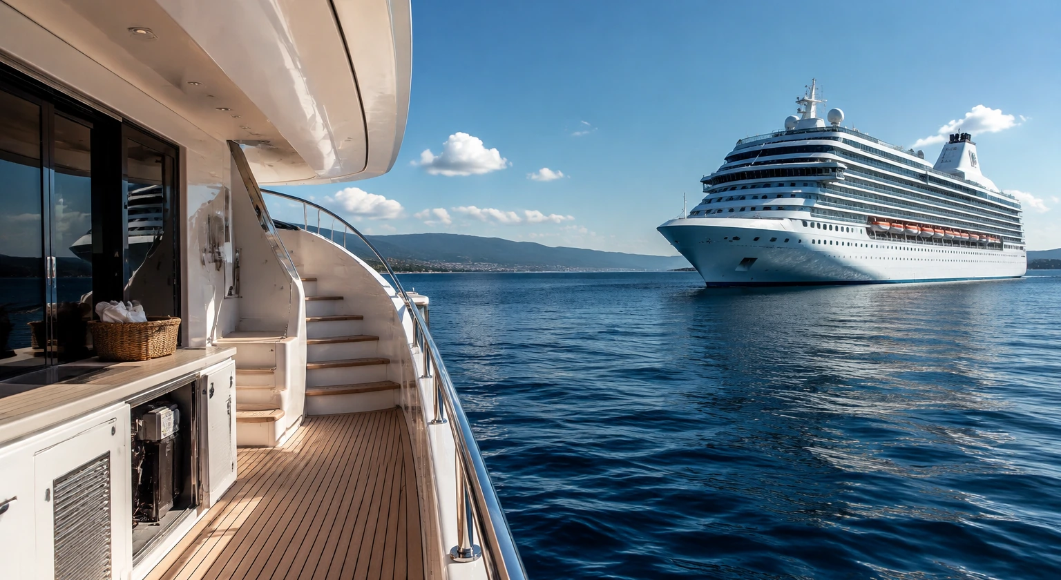 Photorealistic illustration for private yacht vs luxury cruise: reality-check detail