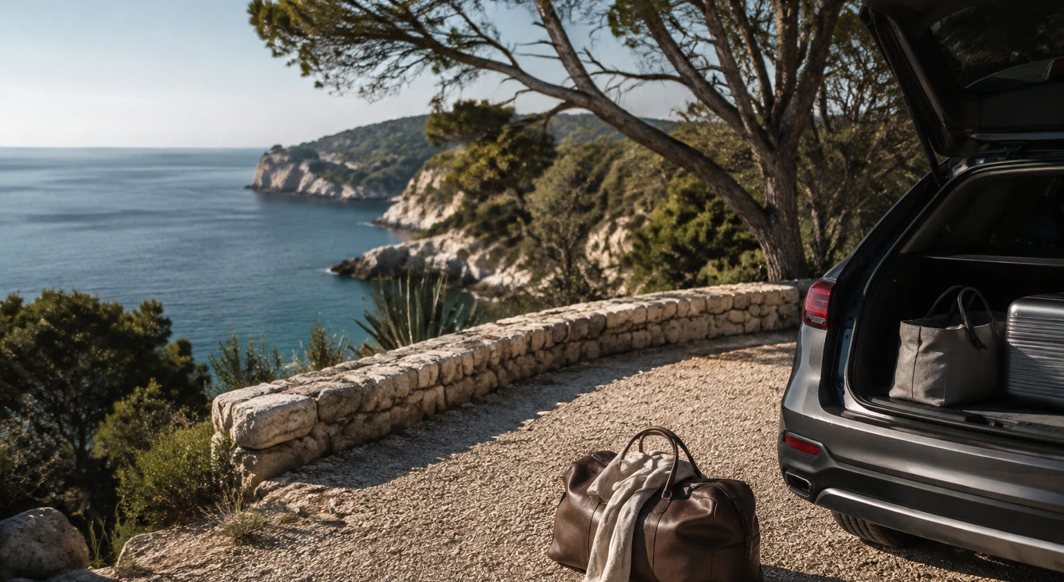 Photorealistic illustration for quiet luxury travel: reality-check detail