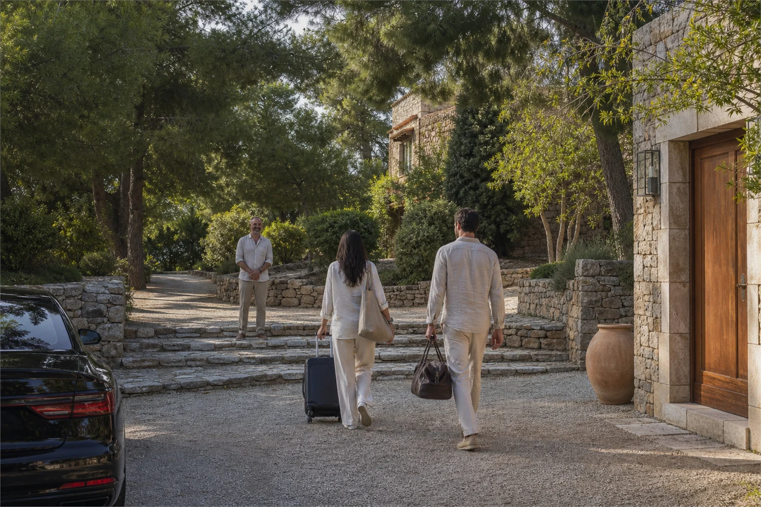 Arrivée privée discrète dans un hôtel de luxe