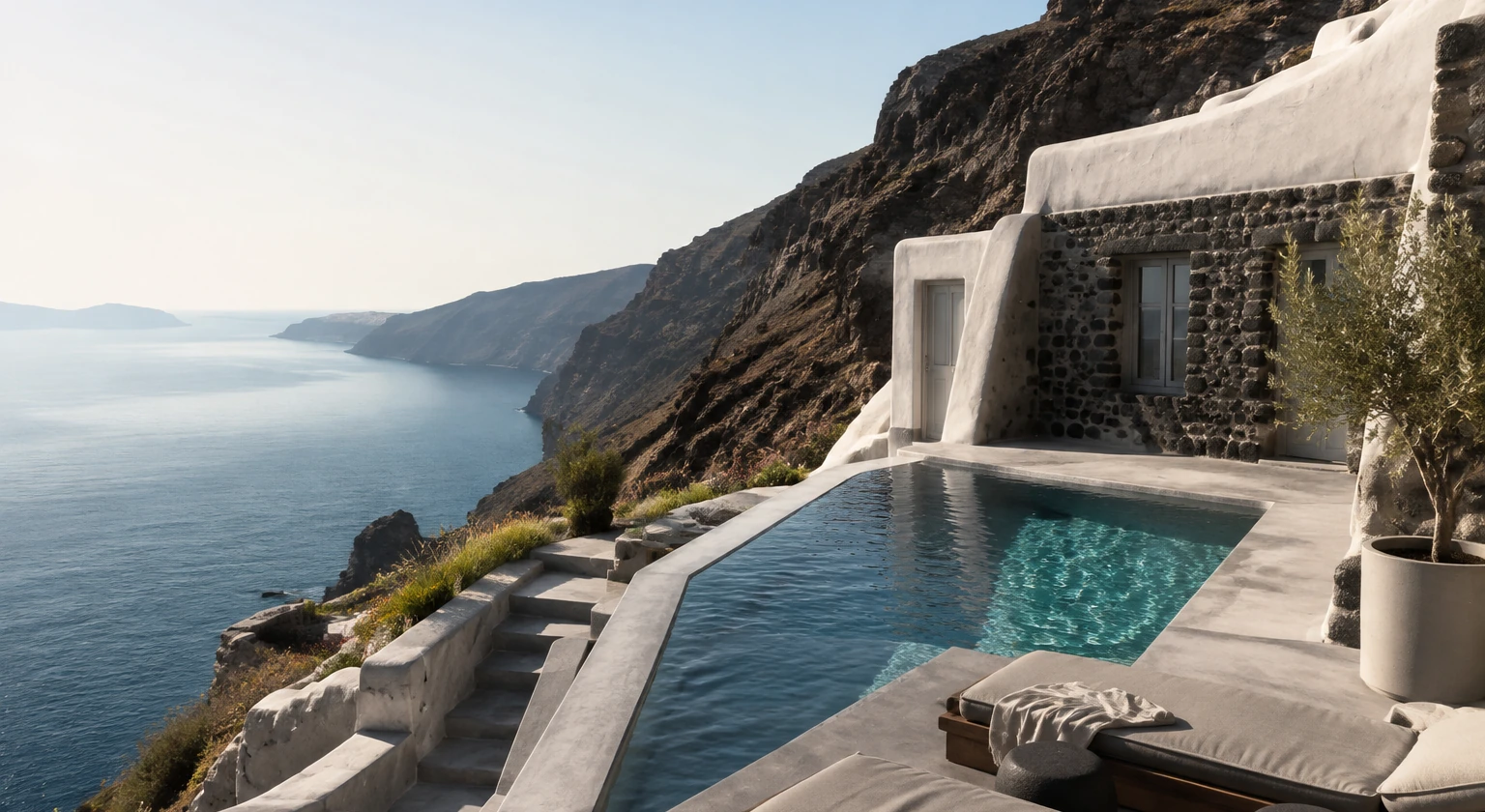 Photorealistic illustration for quiet santorini: signature experience