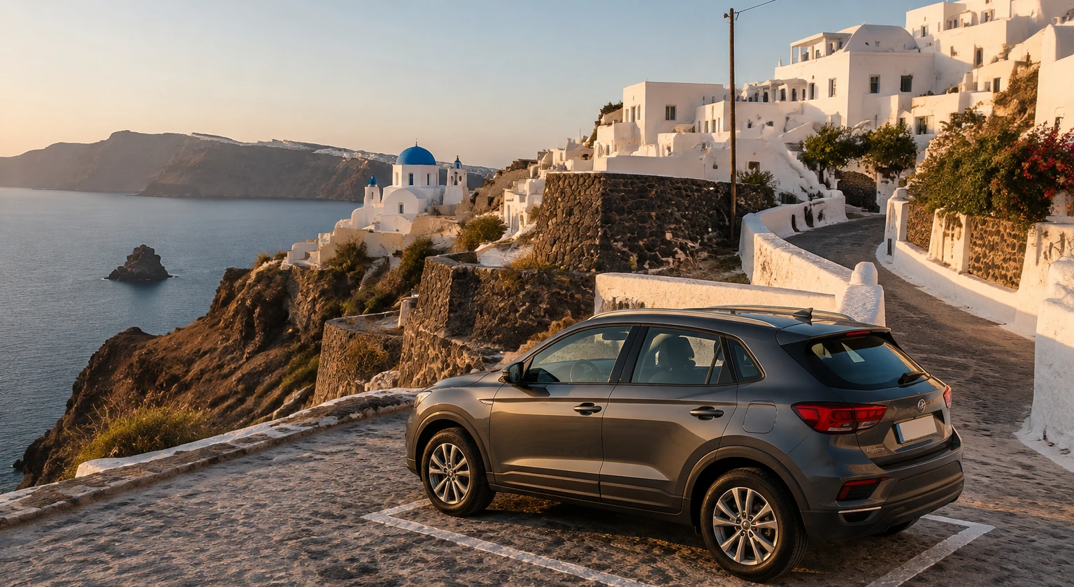 Photorealistic illustration for quiet santorini: reality-check detail