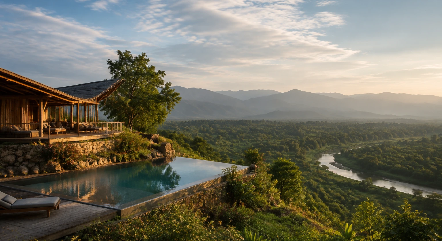 Photorealistic illustration for responsible luxury travel: signature experience