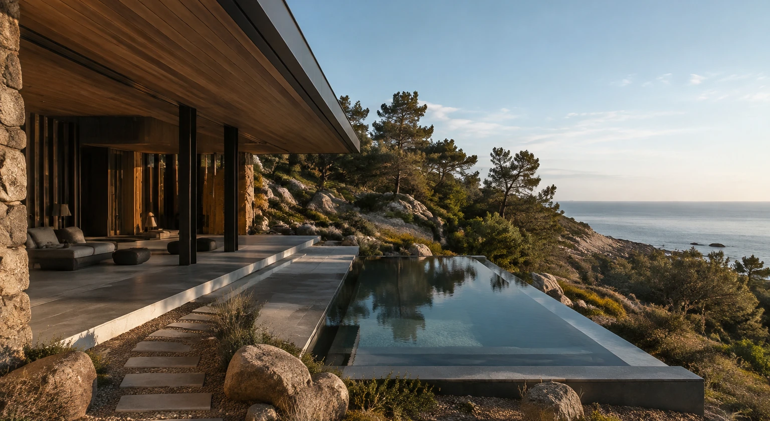 Photorealistic illustration for restorative travel: accommodation and physical layout