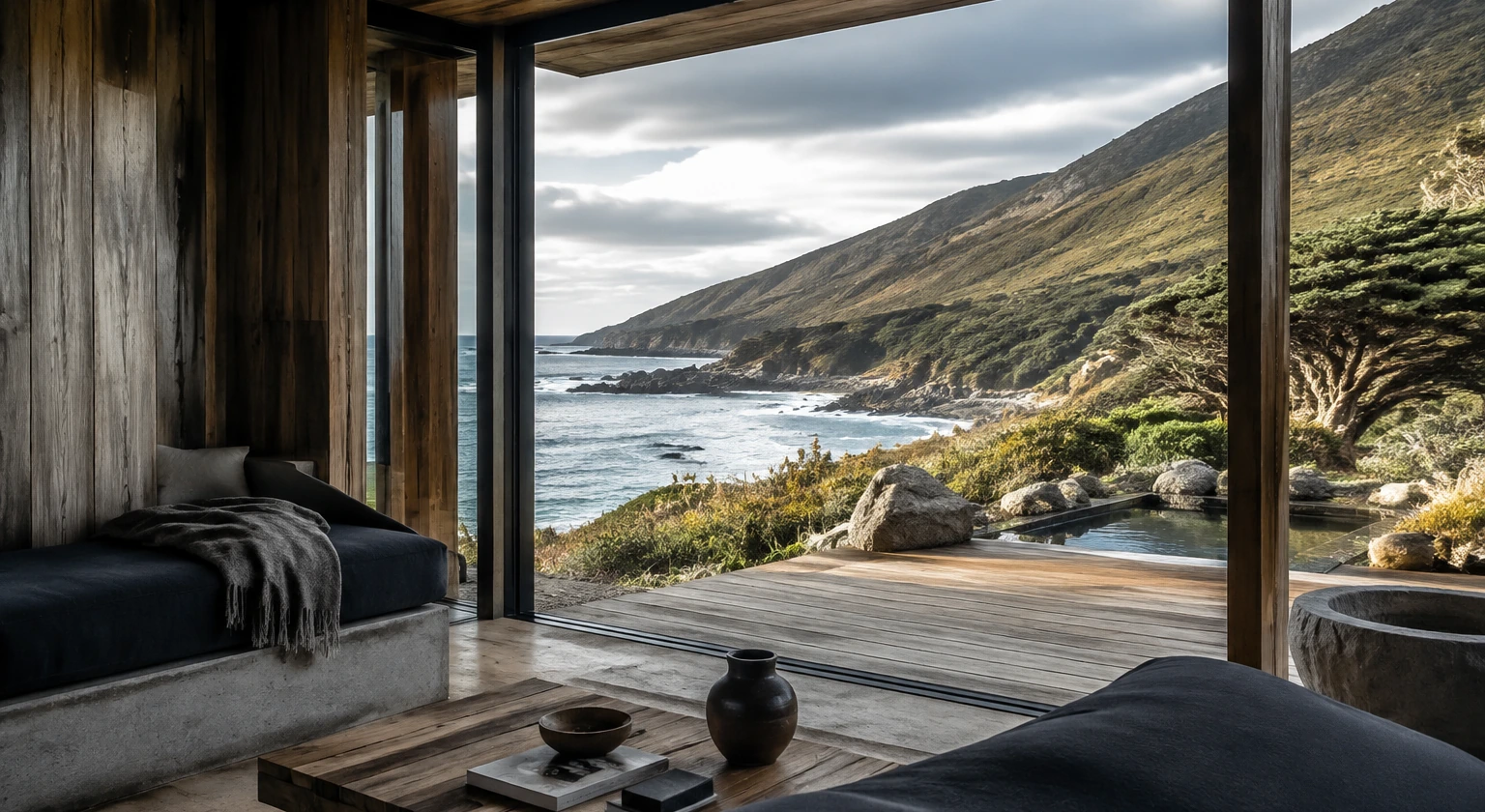 Photorealistic illustration for restorative travel: reality-check detail