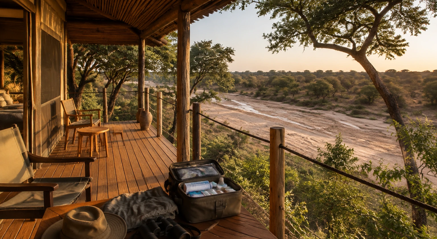 Photorealistic illustration for safari malaria planning: setting and arrival