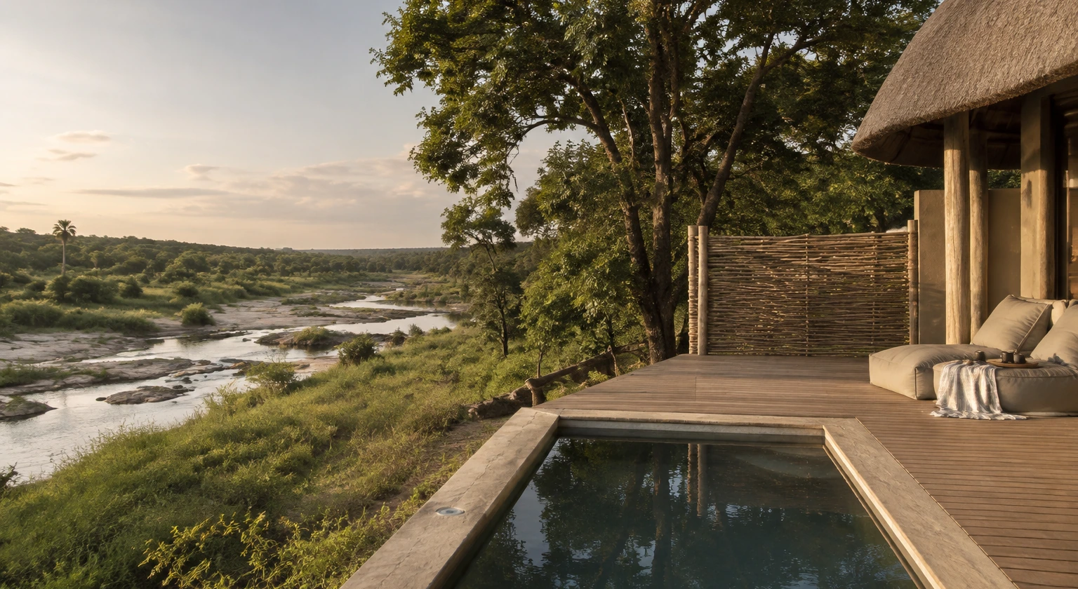 Photorealistic illustration for safari suite pool use: reality-check detail