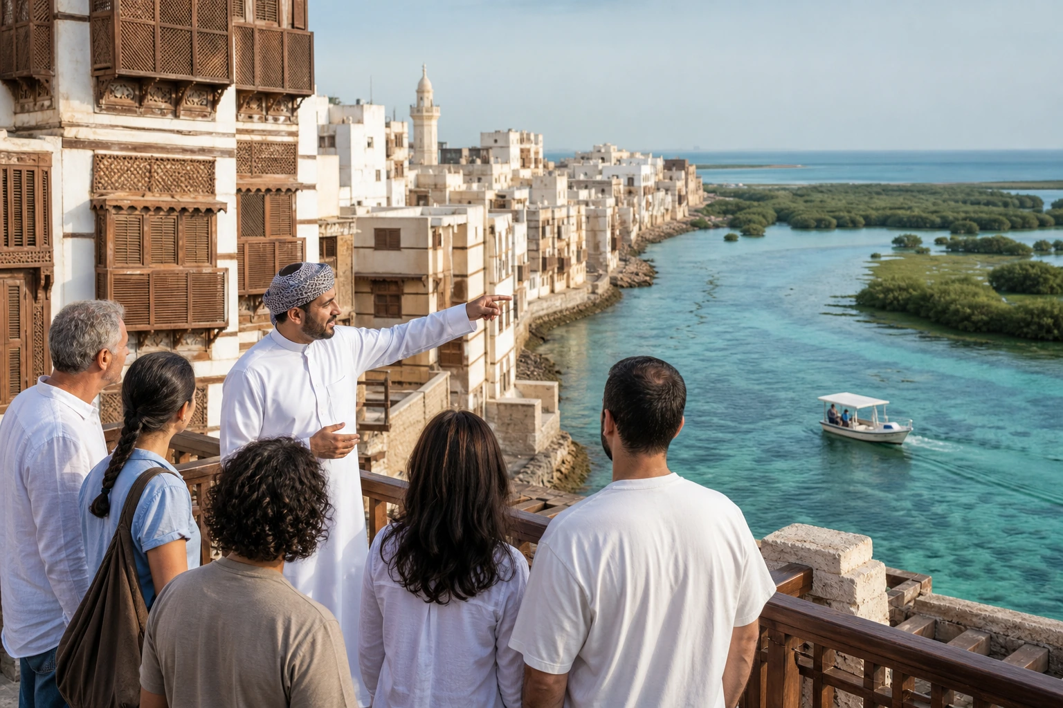 Fotorealistische Illustration zu saudi arabia resorts desert culture: signature experience