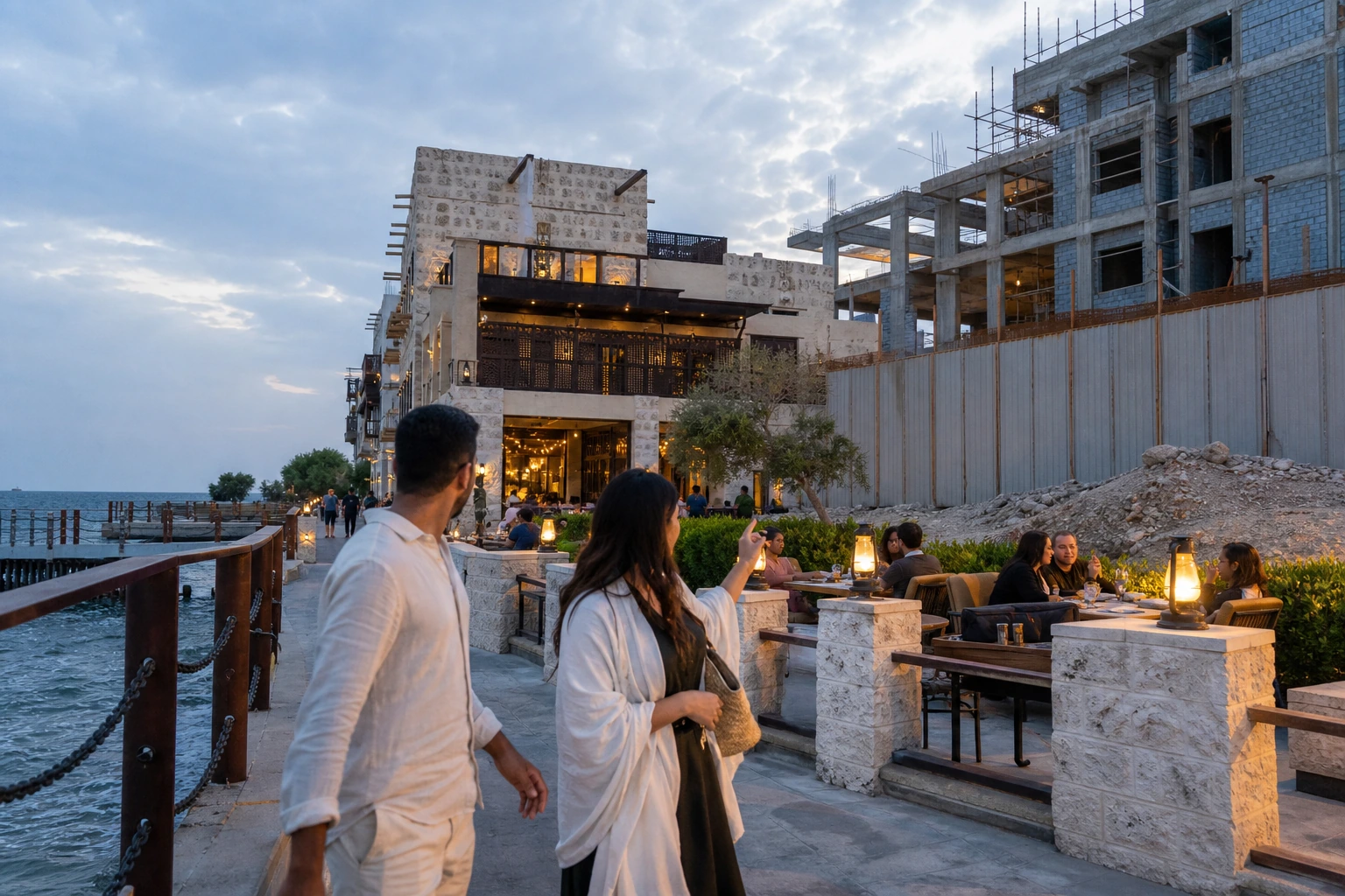Fotorealistische Illustration zu saudi arabia resorts desert culture: logistics and service