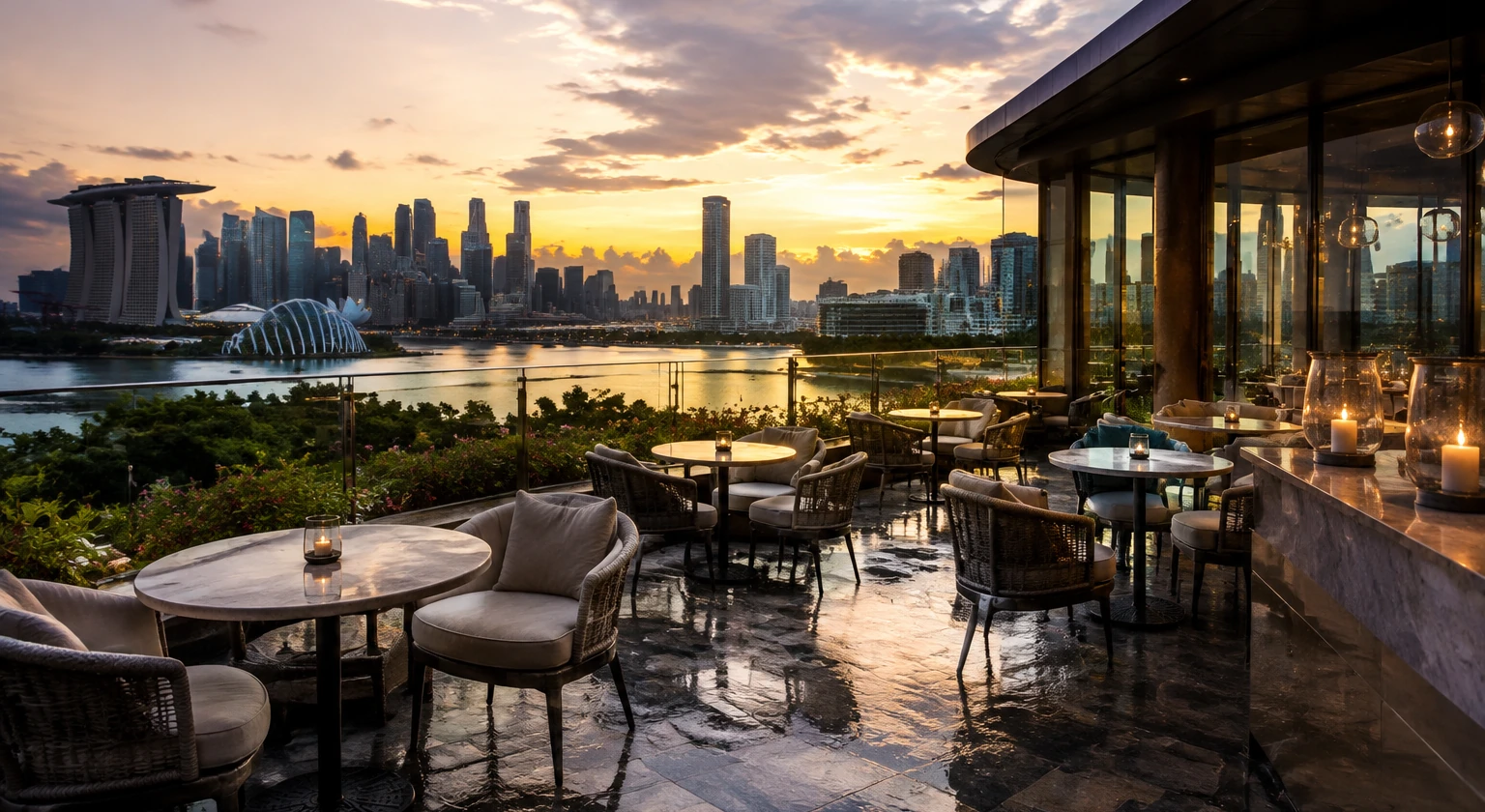 Photorealistic illustration for singapore luxury hotels dining: reality-check detail