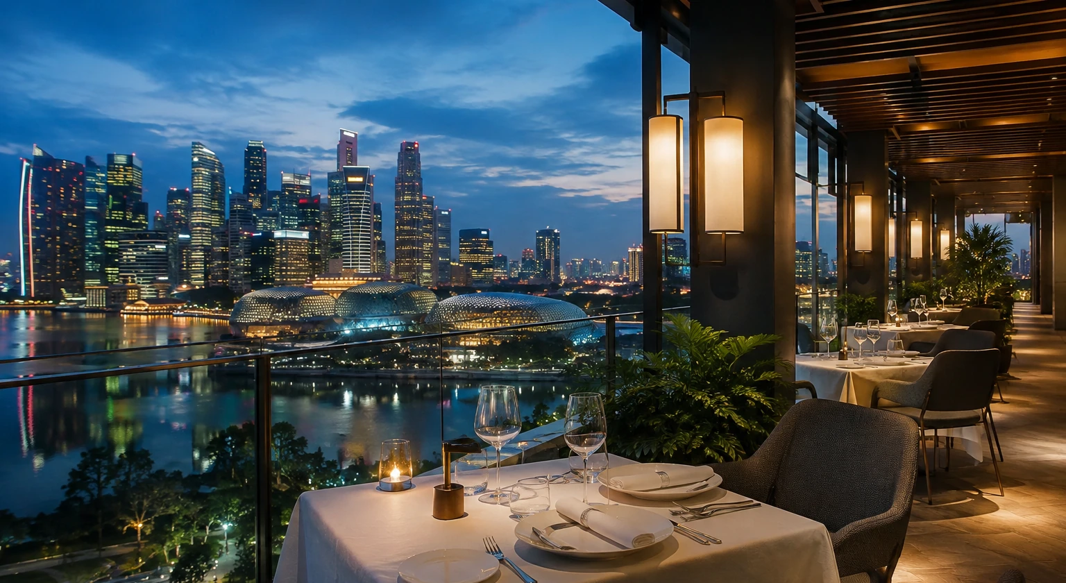 An intimate dining experience overlooking Singapore