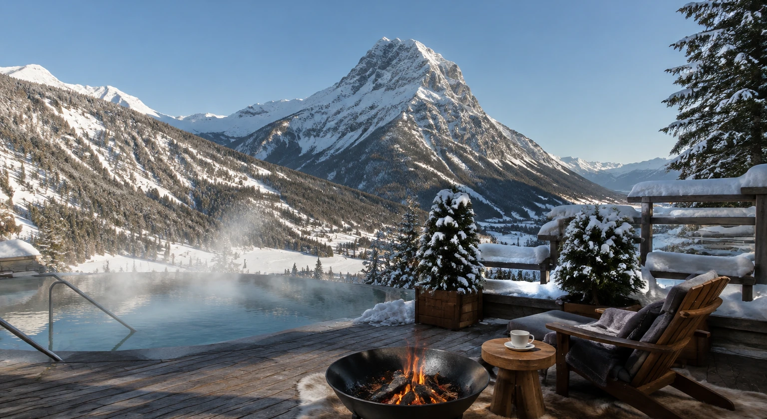 Photorealistic illustration for ski holidays with non skiers: reality-check detail