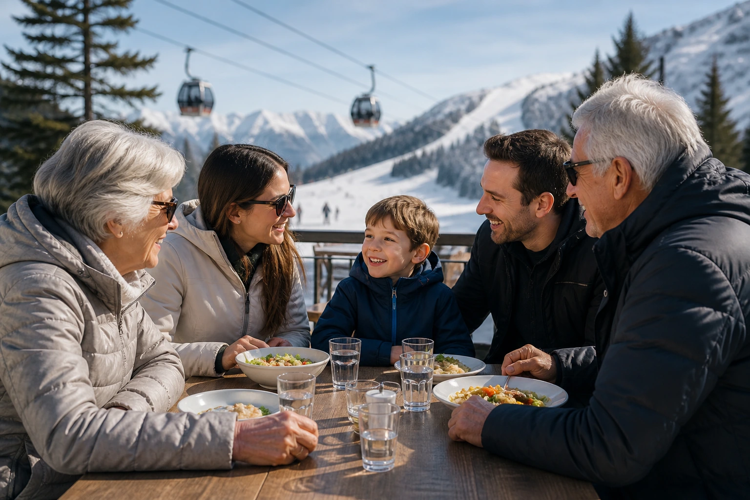 Photorealistic illustration for ski holidays with non skiers: reality-check detail
