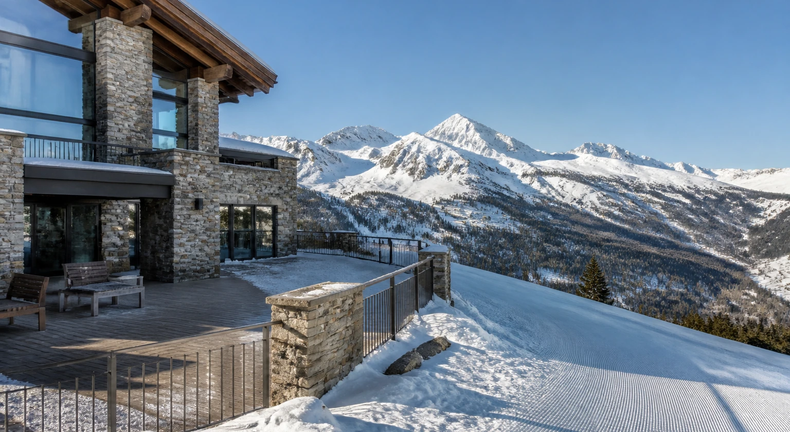 Photorealistic illustration for ski in ski out evaluation: logistics and service