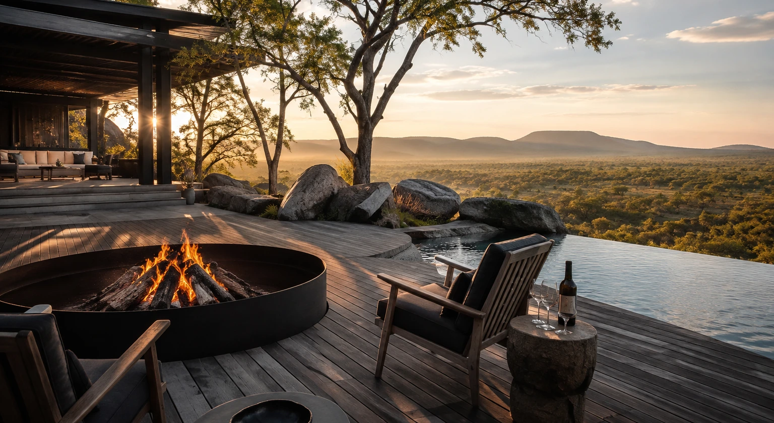 Fotorealistische Illustration zu south africa safari wine design: signature experience