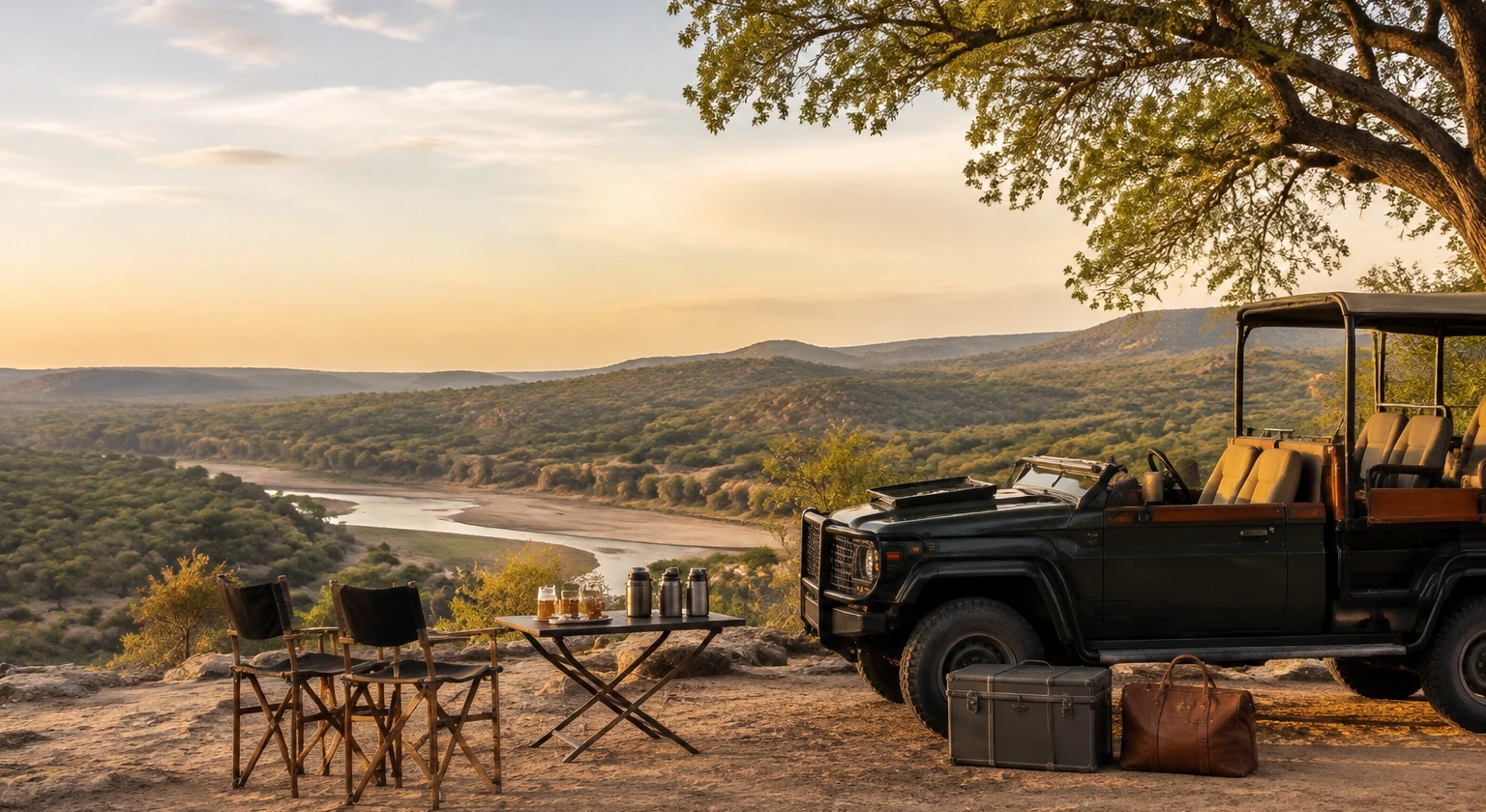 Fotorealistische Illustration zu south africa safari wine design: logistics and service
