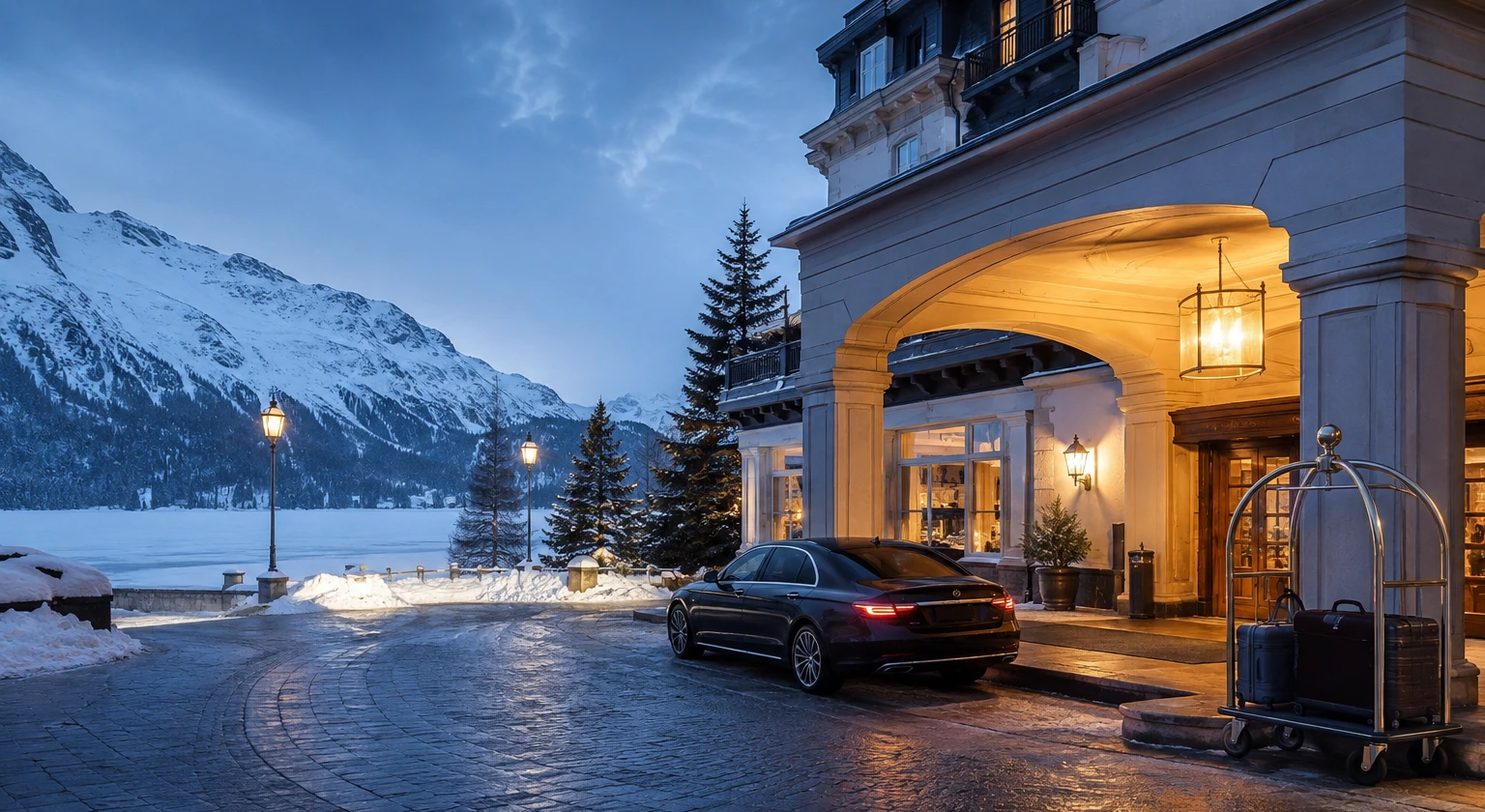 Photorealistic illustration for st moritz event season: logistics and service