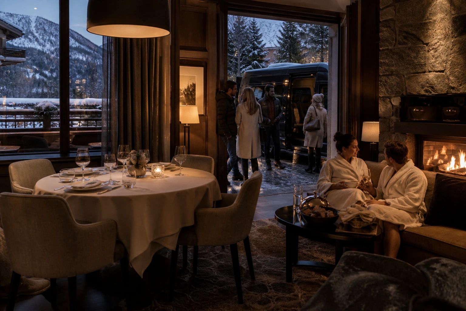 Fotorealistische Illustration zu st moritz event season: logistics and service