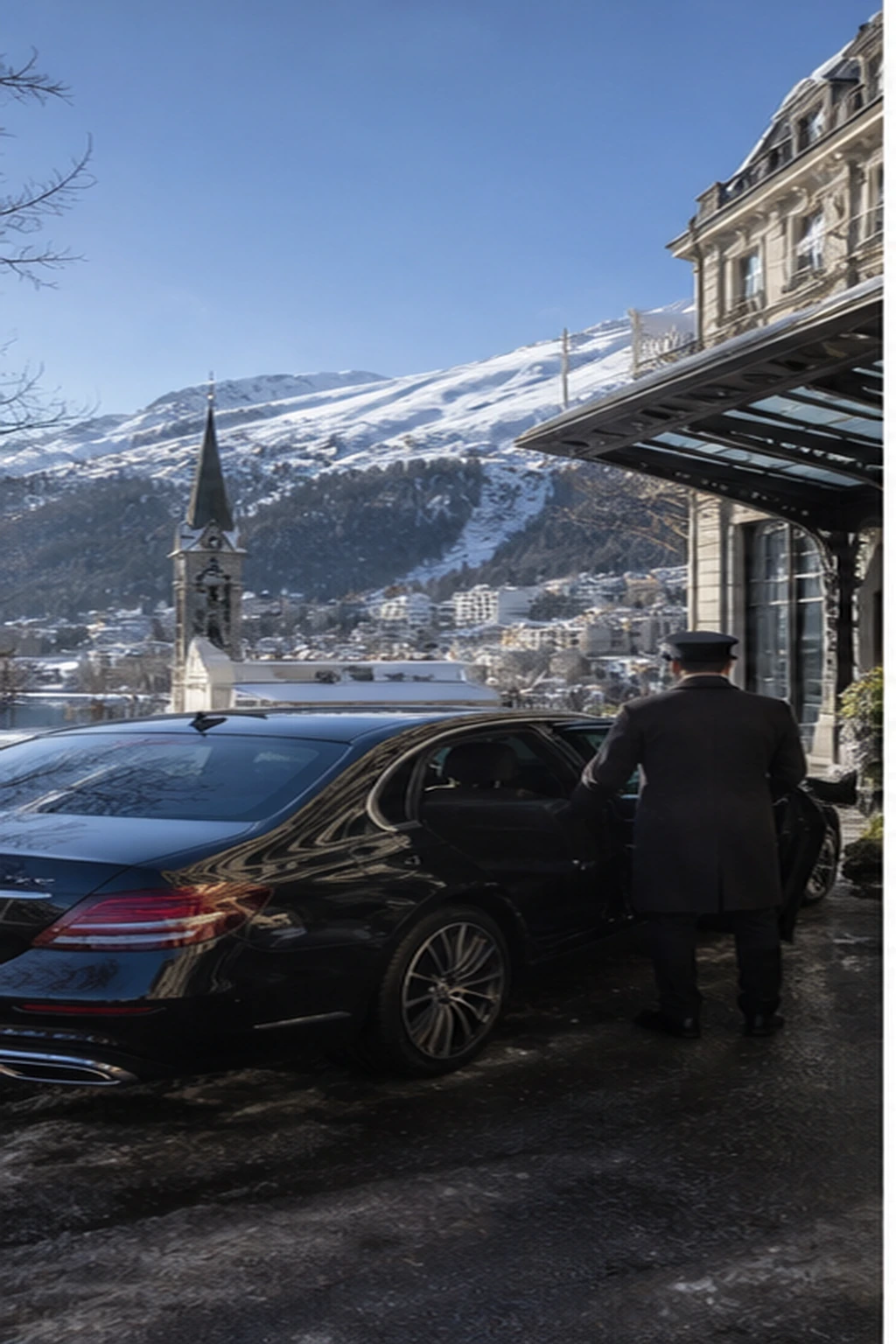 Fotorealistische Illustration zu st moritz luxury guide: setting and arrival