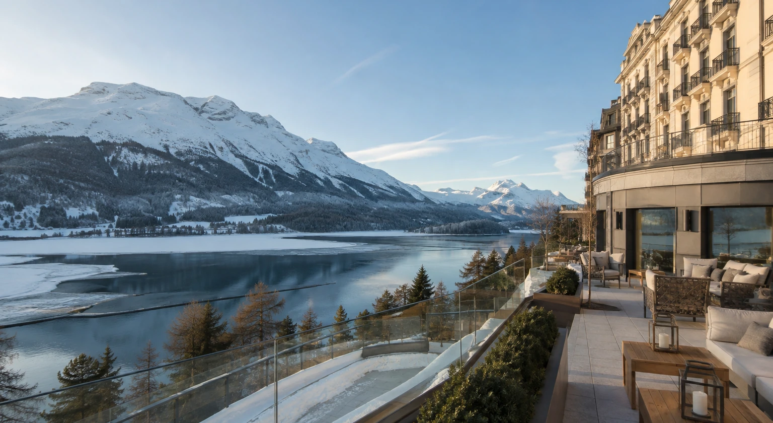 Photorealistic illustration for st moritz luxury guide: accommodation and physical layout
